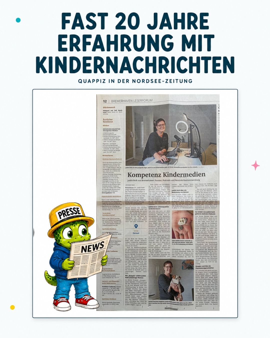 QUAPPIZ in der NORDSEE-ZEITUNG: Fast 20 Jahre Erfahrung mit Kindernachrichten