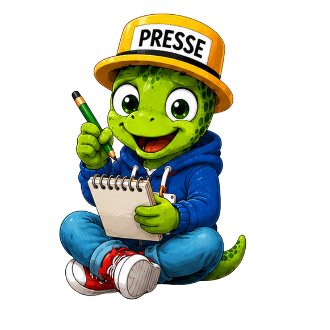 Reporter QUAPPIZ sitzt mit Notizblock und Stift
