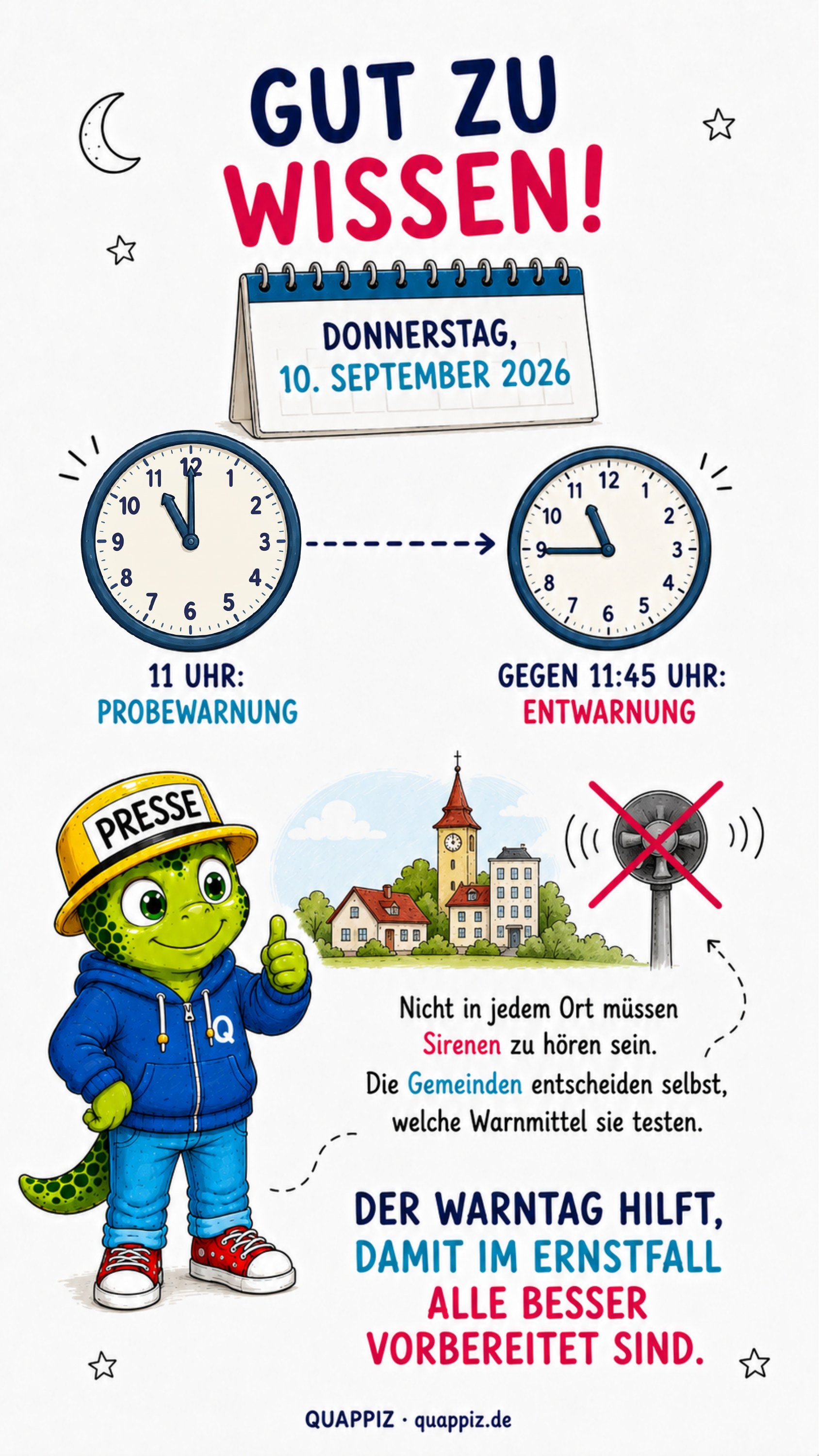Innenseite der QUAPPIZ-Beispielausgabe zum bundesweiten Warntag